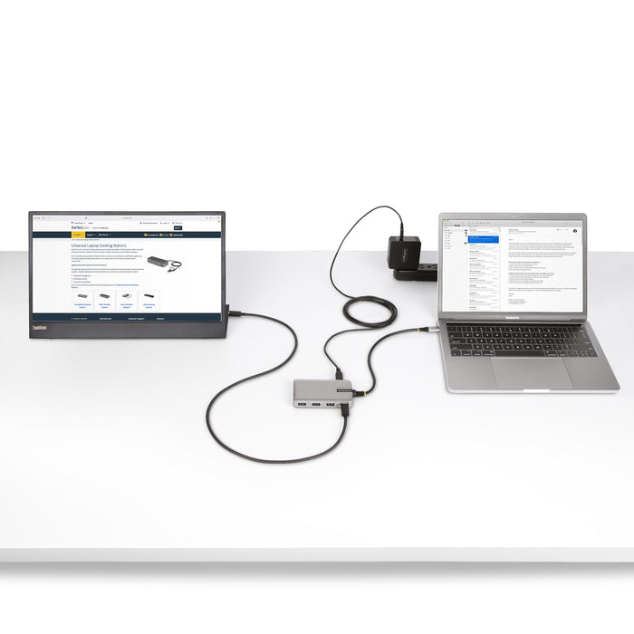 StarTech 4-Port USB-C Hub with USB-C DP Alt Mode Video Output 4K 60Hz - 3x USB-A, 1x USB Type-C, 100W Power Delivery Pass-Through, USB 3.2 10Gbps, 1ft/30cm Cable, Portable USB Hub (HB31C3A1CDPPD3)