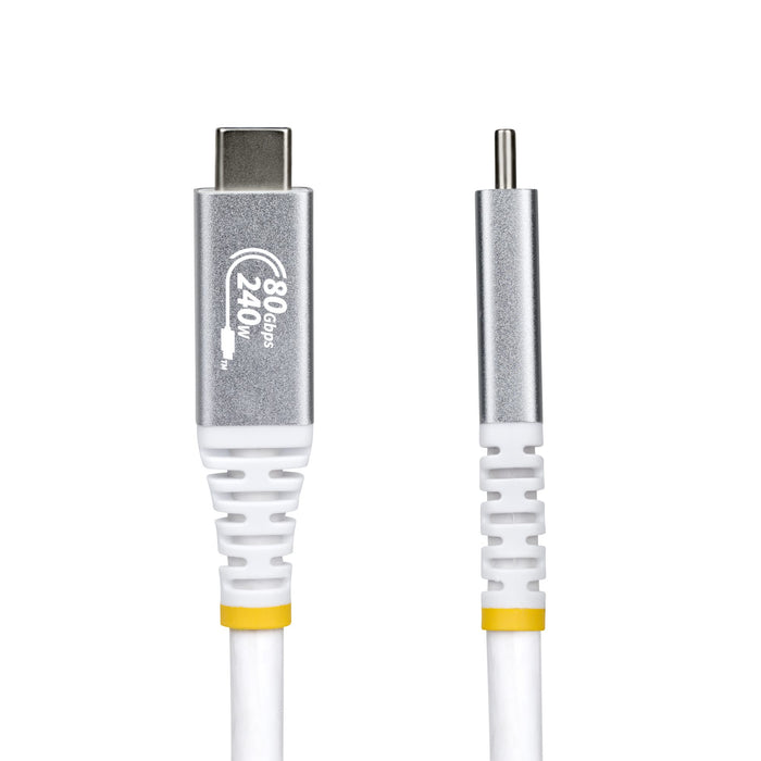 StarTech.com 1.5m (5ft) USB4 Cable, 80Gbps, USB-IF Certified USB-C Cable, 240W PD, 8K 120Hz/4K 240Hz DP2.1 DP80, TPE Jacket, Thunderbolt 4 Compatible - White USB-C Cord, 1.5 m, USB C, USB C, USB4 Gen 4x2, 80 Gbit/s, White