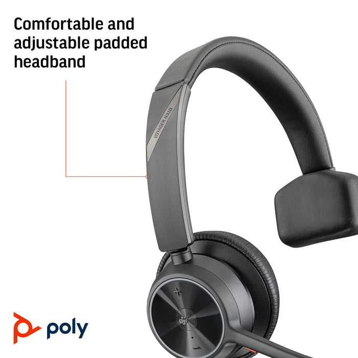 HP Poly Voyager 4310 Microsoft Teams Certified USB-C Headset +BT700 dongle, Wired & Wireless, Office/Call center, 20 - 20000 Hz, 122 g, Headset, Black