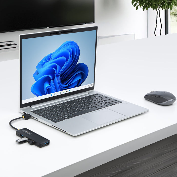 StarTech 4-Port USB-A Hub, USB 3.0 (5Gbps) Data Transfer, Bus Powered, Travel Mini Hub, Portable Multi-Port USB Splitter, Windows PC, MacBook, iMac, Chromebook, Surface and More