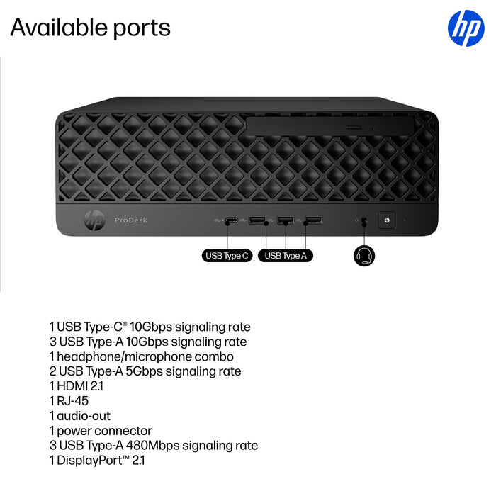 HP ProDesk 4 SFF G1i AI PC, Intel Core Ultra 5, 235, 8 GB, DDR5-SDRAM, 256 GB, Windows 11 Pro