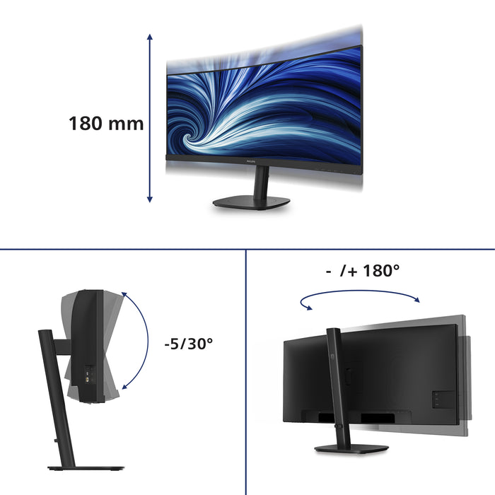 Philips 34B2N3500C/00, 86.4 cm (34"), 3440 x 1440 pixels, Wide Quad HD, LCD, 4 ms, Black