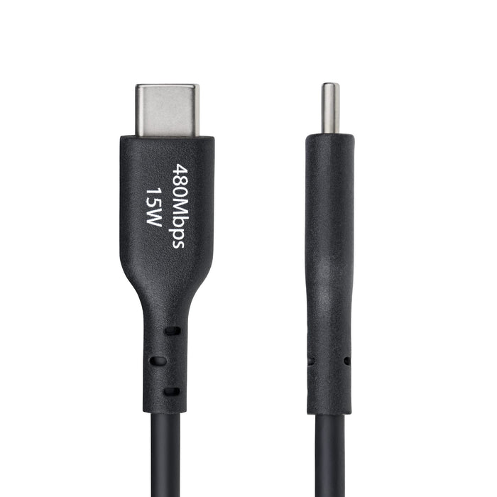 StarTech.com 6.6ft (2m) USB-A to USB-C Charging Cable, Charge & Sync, 3A, USB 2.0, TPE Jacket - Black USB Charging Cord, 2 m, USB A, USB C, USB 2.0, 0.48 Gbit/s, Black