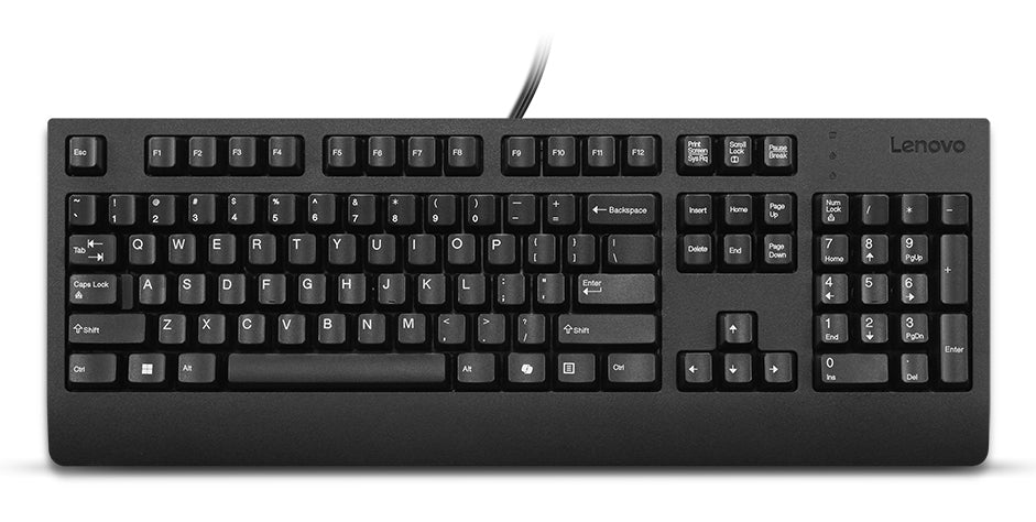 Lenovo Preferred Pro II USB, Full-size (100%), Wired, USB, Plunger key switch, QWERTY, Black