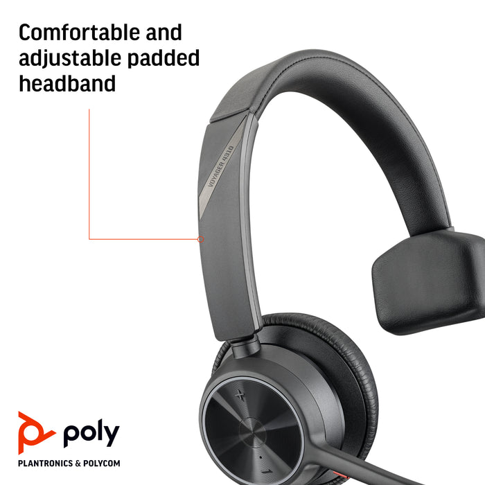 HP Poly Voyager 4310 USB-A Headset +BT700 dongle, Wired & Wireless, 122 g, Headset, Black