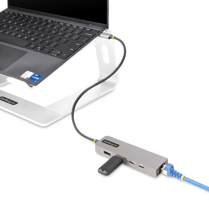 StarTech.com 3-Port USB-C Hub with 2.5 Gbps Ethernet and 100W Power Delivery Pass-Through Port, USB 3.2 10Gbps, 2x USB-A/1x USB-C, Portable USB Type-C Adapter Hub, Wired, USB 3.2 Gen 2 (3.1 Gen 2) Type-C, 100 W, 10,100,1000,2500 Mbit/s, IEEE 802.3bz, Grey