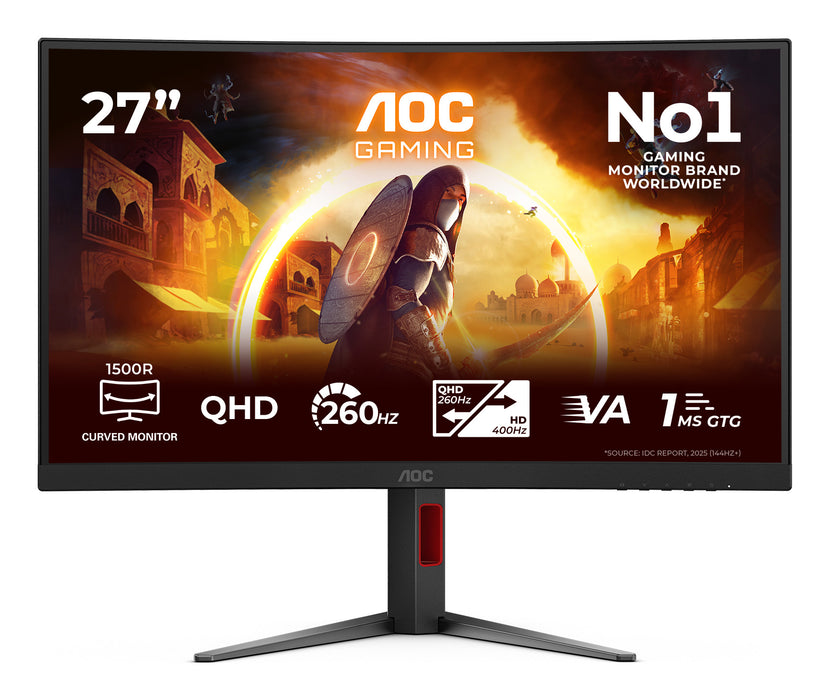 AOC G4 Gaming, 68.6 cm (27"), 2560 x 1440 pixels, Quad HD, LED, 1 ms, Black, Red
