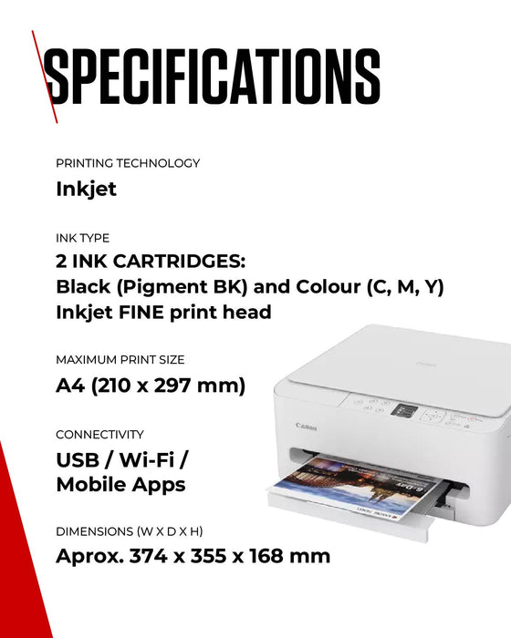Canon PIXMA TS6550i, Inkjet, Colour printing, 1200 x 1200 DPI, A4, Direct printing, White
