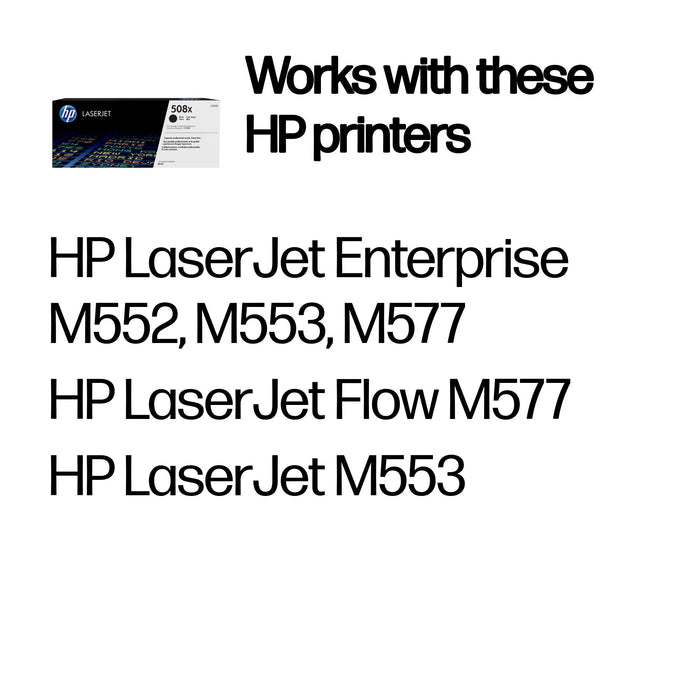 HP 508X High Yield Black Original LaserJet Toner Cartridge, 12500 pages, Black, 1 pc(s)