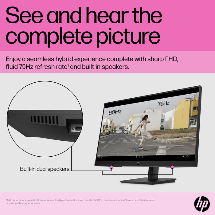 HP P24h G5 FHD Monitor, 60.5 cm (23.8"), 1920 x 1080 pixels, Full HD, LCD, 5 ms, Black