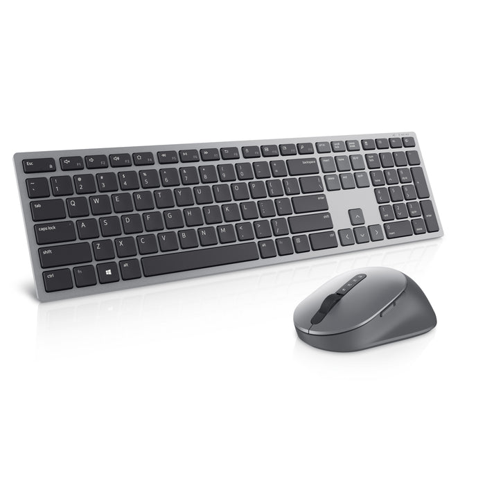 DELL Pro Plus Keyboard and Mouse - KM7321W - UK (QWERTY), Wireless, RF Wireless + Bluetooth, Scissor key switch, QWERTY, Grey, Titanium, Mouse included