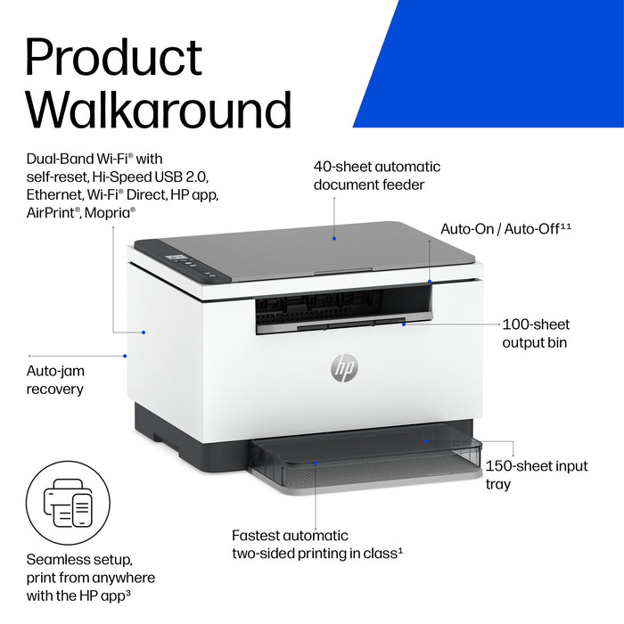 HP LaserJet M248dw Multifunction Black and white Printer, Laser, Mono printing, 600 x 600 DPI, A4, Direct printing, White