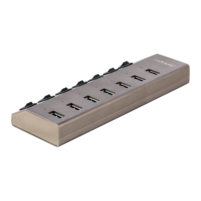 StarTech 7 Port Self-Powered USB C Hub with Individual On/Off Switches, USB 3.0 (5Gbps) Expansion Hub with Power Supply, Desktop Laptop USB-C to USB-A Splitter