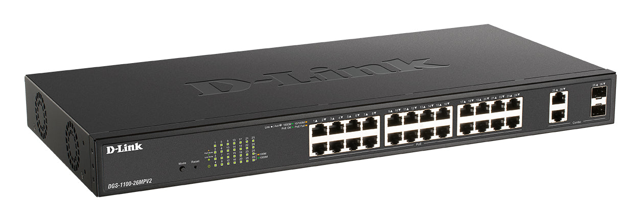 D-Link 26-Port PoE+ Gigabit Smart Managed Switch, Managed, L2, Gigabit Ethernet (10/100/1000), Full duplex, Power over Ethernet (PoE), Rack mounting
