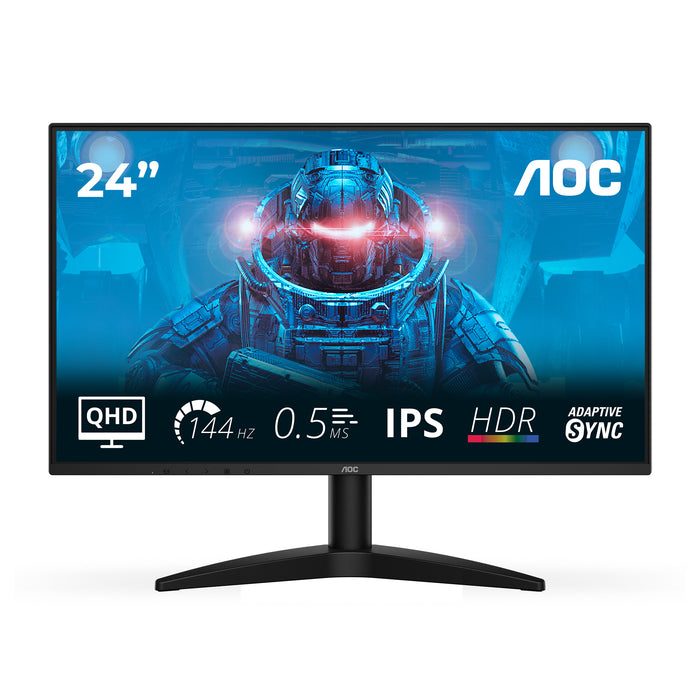 AOC B3 Q24B36X, 60.5 cm (23.8"), 2560 x 1440 pixels, Quad HD, LED, 4 ms, Black