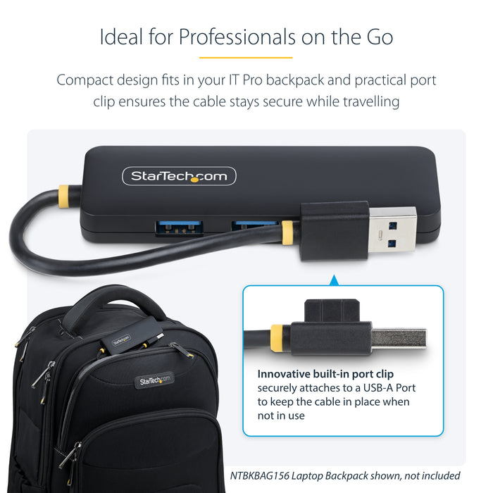 StarTech 4-Port USB-A Hub, USB 3.0 (5Gbps) Data Transfer, Bus Powered, Travel Mini Hub, Portable Multi-Port USB Splitter, Windows PC, MacBook, iMac, Chromebook, Surface and More
