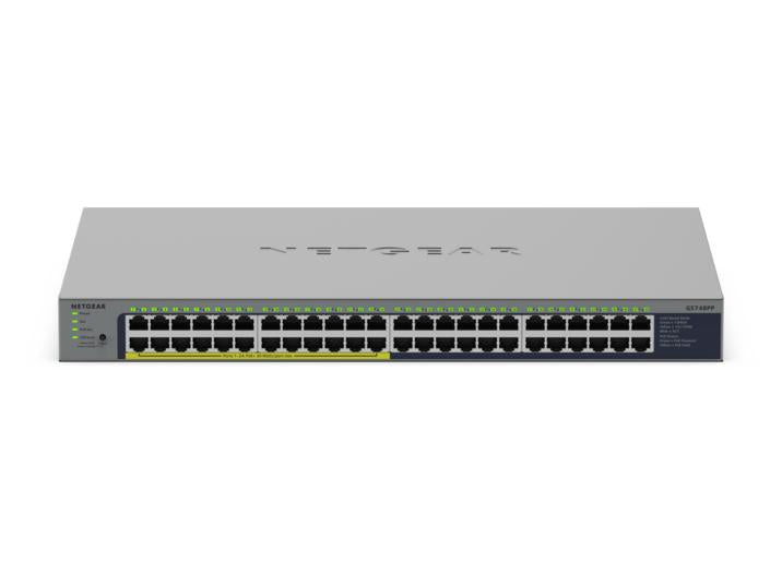 NETGEAR GS748PP, Unmanaged, Gigabit Ethernet (10/100/1000), Full duplex, Power over Ethernet (PoE), Rack mounting