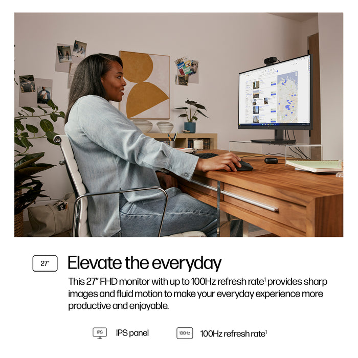 HP Series 3 Pro 27 inch FHD Monitor - 327pf, 68.6 cm (27"), 1920 x 1080 pixels, Full HD, LCD, 5 ms, Black