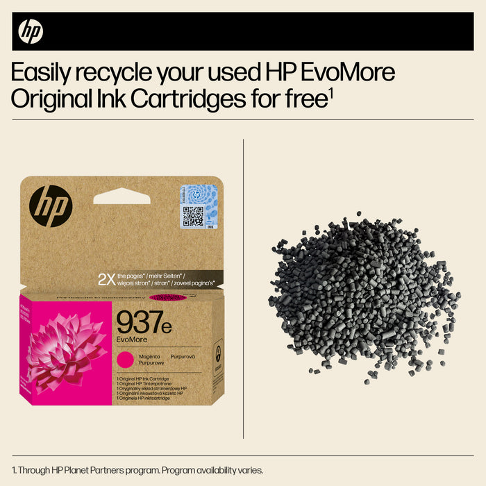 HP 937e EvoMore Magenta Original Ink Cartridge, High (XL) Yield, Magenta, 1 pc(s), 1650 pages, Single pack