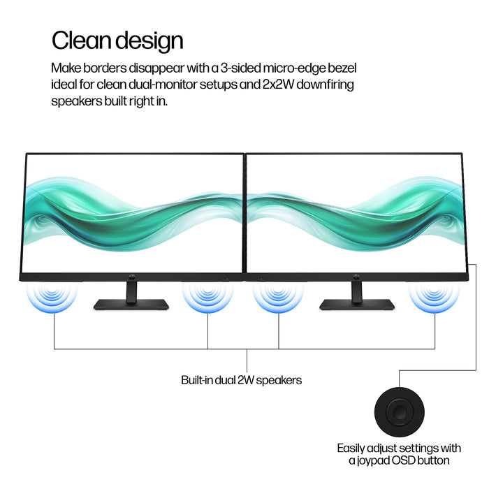 HP Series 3 Pro 23.8 inch FHD Monitor - 324ph, 60.5 cm (23.8"), 1920 x 1080 pixels, Full HD, LCD, 5 ms, Black