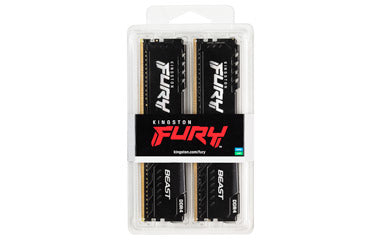 Kingston Technology FURY Beast 64GB 3600MT/s DDR4 CL18 DIMM (Kit of 2) Black, 64 GB, 2 x 32 GB, DDR4, 288-pin DIMM