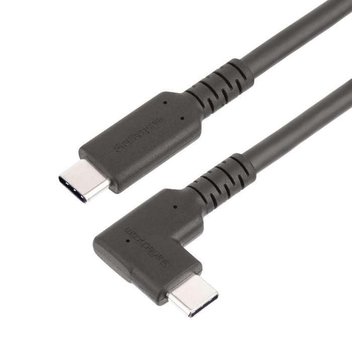 StarTech.com 6.6ft (2m) USB-C Cable, Right-Angled, USB 5Gbps, 100W (5A) Power Delivery, 4K 60Hz DP Alt Mode, Rugged USB C Cord - Thunderbolt Compatible, 2 m, USB C, USB C, USB 3.2 Gen 1 (3.1 Gen 1), 5 Gbit/s, Black