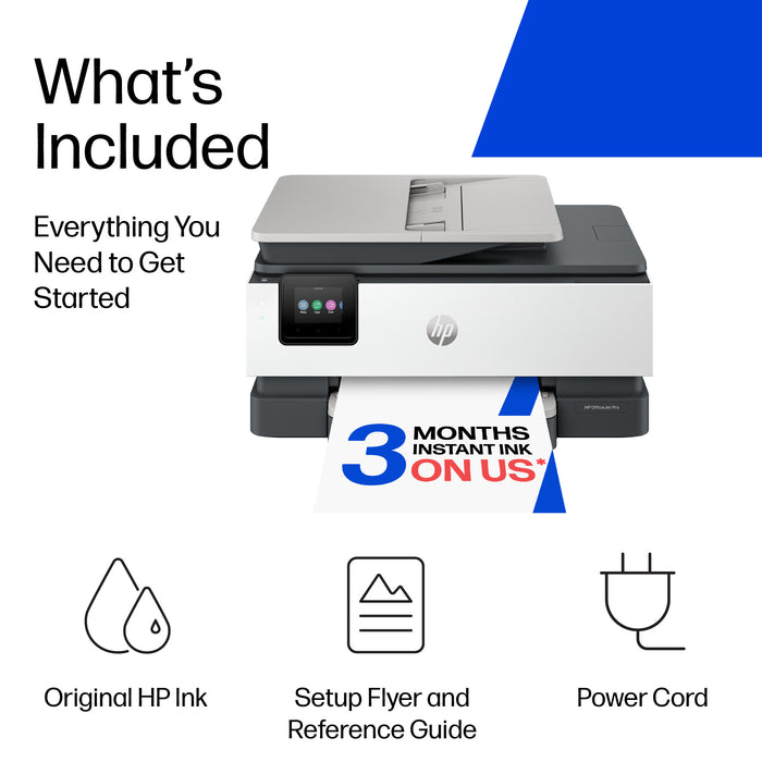 HP OfficeJet Pro 8125e Wireless All-in-One Color Printer, Instant Ink; Two-sided printing, Thermal inkjet, Colour printing, 4800 x 1200 DPI, A4, Direct printing, Blue