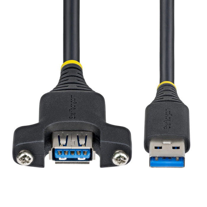 StarTech.com 2m Panel Mount USB Cable A to A, M/F, USB-A Male to Female Extension Cable, USB 5Gbps Panel Mount Adapter Cable, 2 m, USB A, USB A, USB 3.2 Gen 1 (3.1 Gen 1), 5 Gbit/s, Black