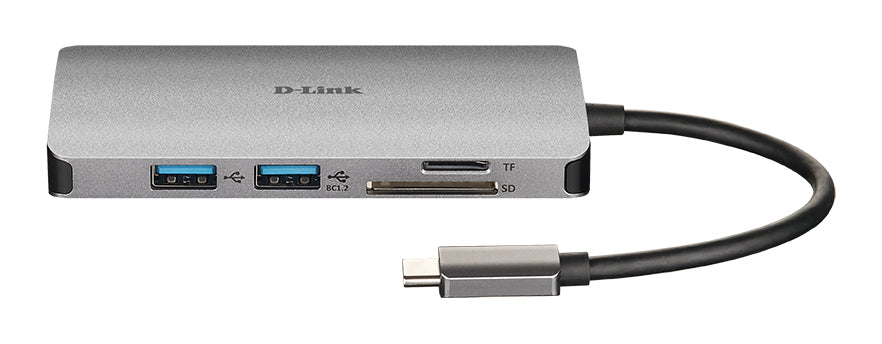 D-Link 6-in-1 USB-C Hub with HDMI/Card Reader/Power Delivery, Wired, USB 3.2 Gen 1 (3.1 Gen 1) Type-C, 100 W, Aluminium, MicroSD (TransFlash), SD, SDHC, SDXC, 4K Ultra HD
