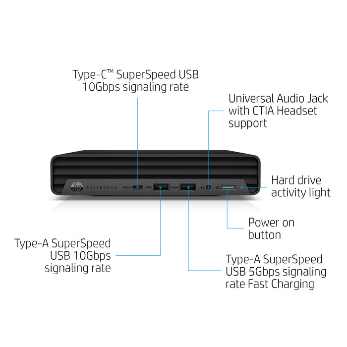 HP EliteDesk 800 G6, 2.3 GHz, Intel® Core™ i5, 8 GB, 256 GB, DVD±RW, Windows 11 Pro