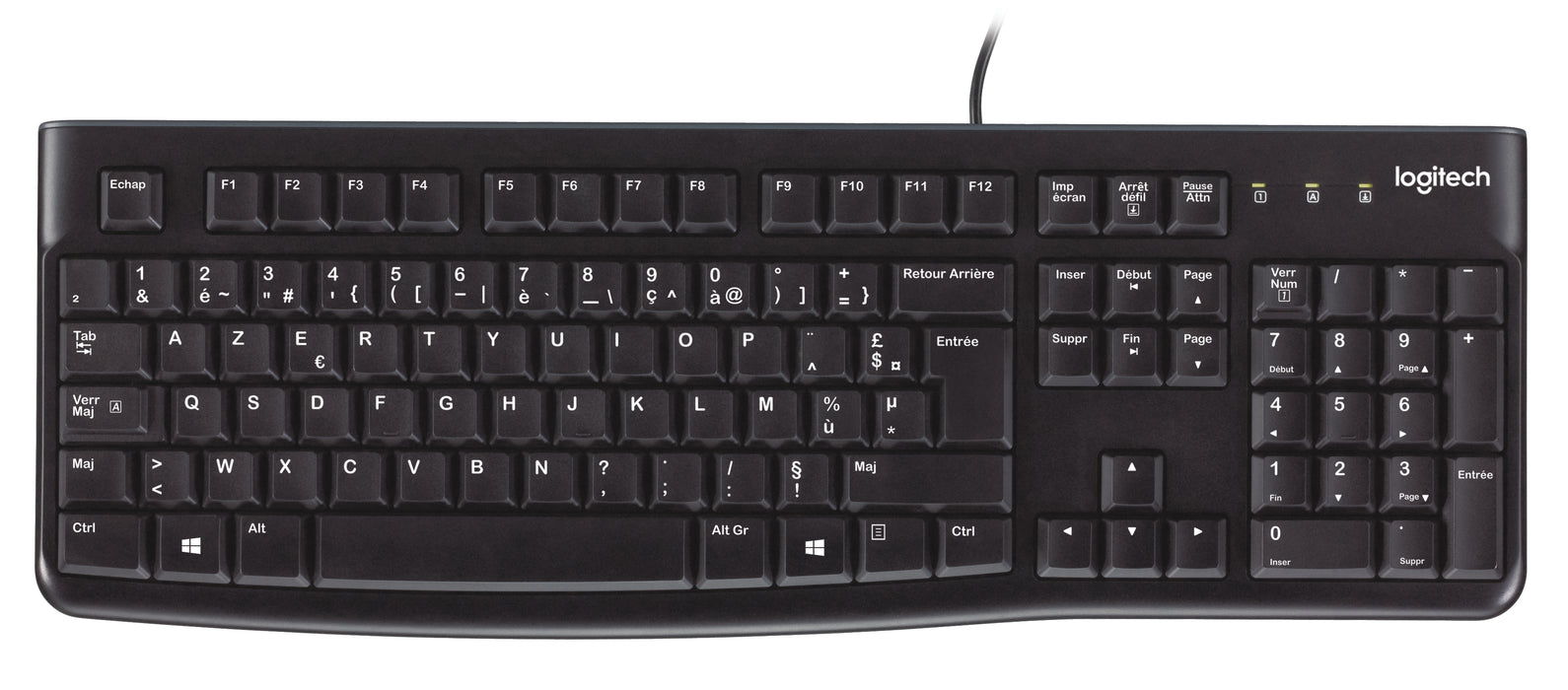 Logitech Keyboard K120 for Business, Full-size (100%), Wired, USB, AZERTY, Black