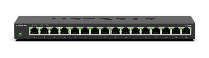 NETGEAR GS316, Unmanaged, L2, Gigabit Ethernet (10/100/1000), Wall mountable