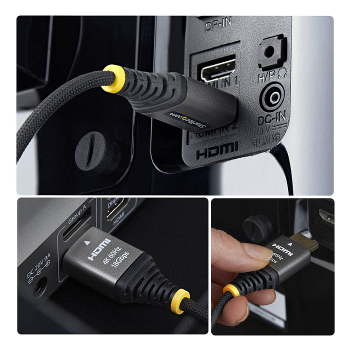 StarTech 50cm (1.6ft) Premium Certified High Speed HDMI Cable, Ultra Flexible HDMI Cable, 4K 60Hz/1440p 144Hz w/HDR10/ARC, 18Gbps, High Flex Braided HDMI Cord