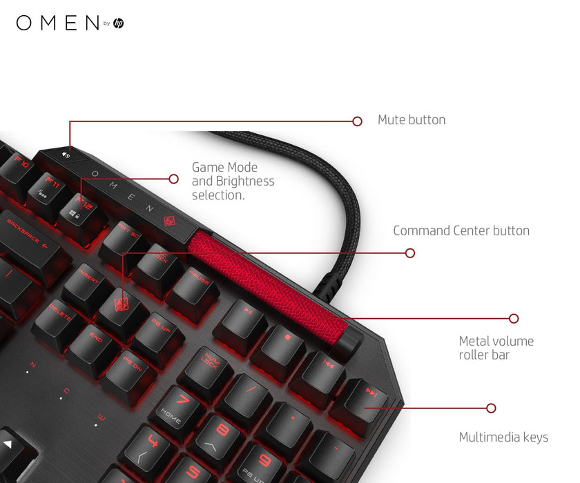 HP OMEN by Sequencer Keyboard, Full-size (100%), Wired, USB, Mechanical, Black