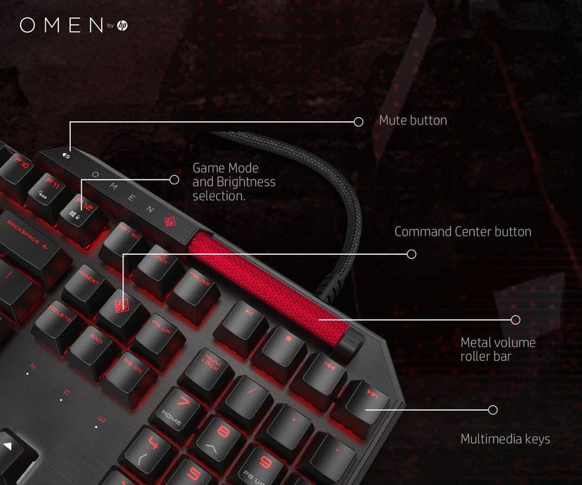 HP OMEN by Sequencer Keyboard, Full-size (100%), Wired, USB, Mechanical, Black