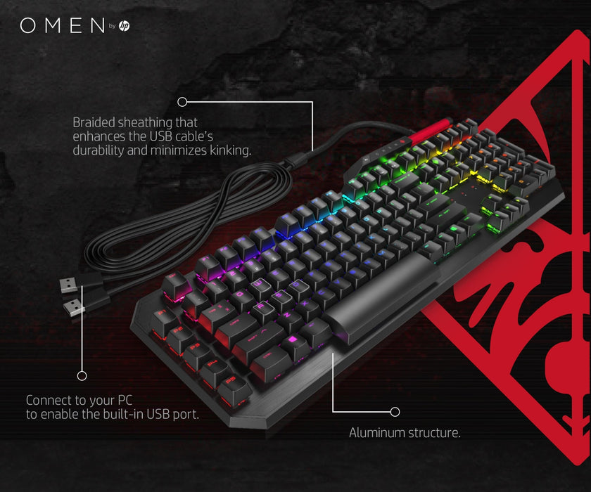 HP OMEN by Sequencer Keyboard, Full-size (100%), Wired, USB, Mechanical, Black