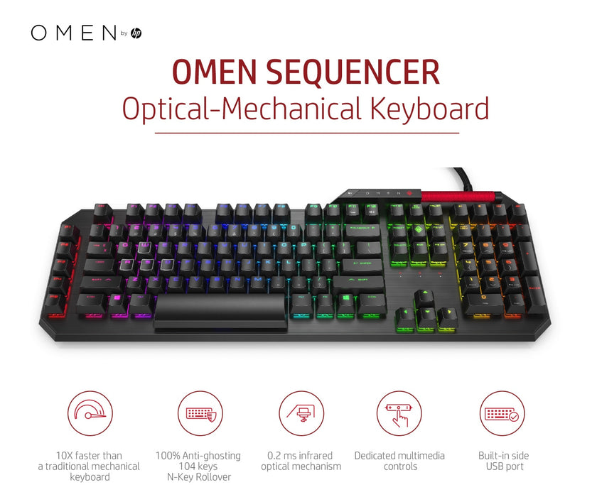 HP OMEN by Sequencer Keyboard, Full-size (100%), Wired, USB, Mechanical, Black