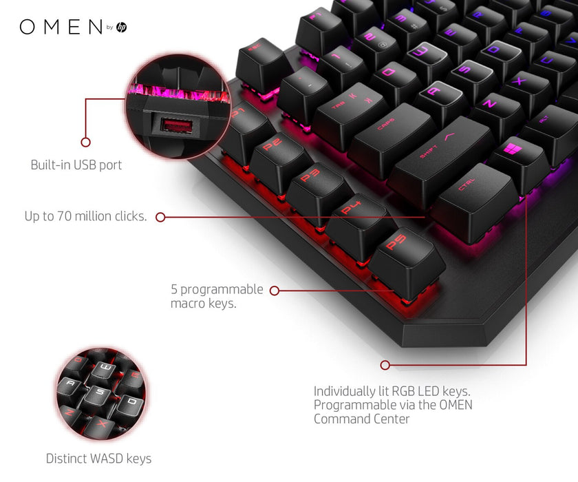 HP OMEN by Sequencer Keyboard, Full-size (100%), Wired, USB, Mechanical, Black