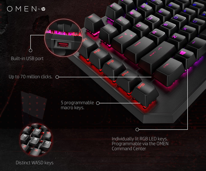 HP OMEN by Sequencer Keyboard, Full-size (100%), Wired, USB, Mechanical, Black