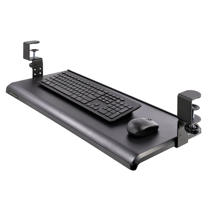 StarTech.com Under-Desk Keyboard Tray, Clamp-on Ergonomic Keyboard Holder, Up to 12kg (26.5lb), Sliding Keyboard and Mouse Drawer with C-Clamps, Height Adjustable Keyboard Tray (3.9/4.7/5.5 in) - TAA, Black, 12 kg, 32 mm, 700 x 310 mm, 828 mm, 340 mm