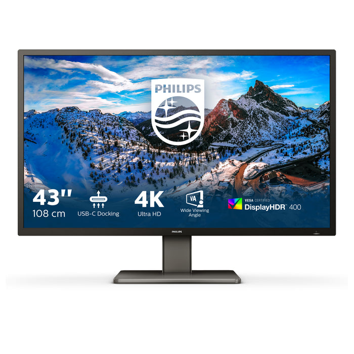 Philips P Line 439P1/00, 108 cm (42.5"), 3840 x 2160 pixels, 4K Ultra HD, LCD, 4 ms, Black