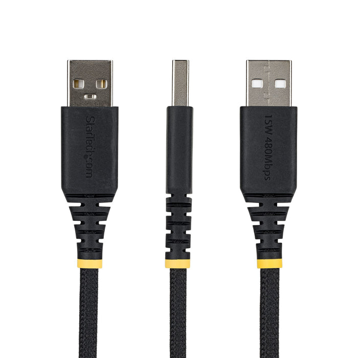 StarTech.com 1m (3.3ft) USB-A to USB-C Fast Charging Cable, 15W 3A, Dual-Layer Braided Nylon/TPE Jacket, Durable USB-A to Type C Charger Cord, USB A to USB C Cable, 1 m, USB A, USB C, USB 2.0, 0.48 Gbit/s, Black