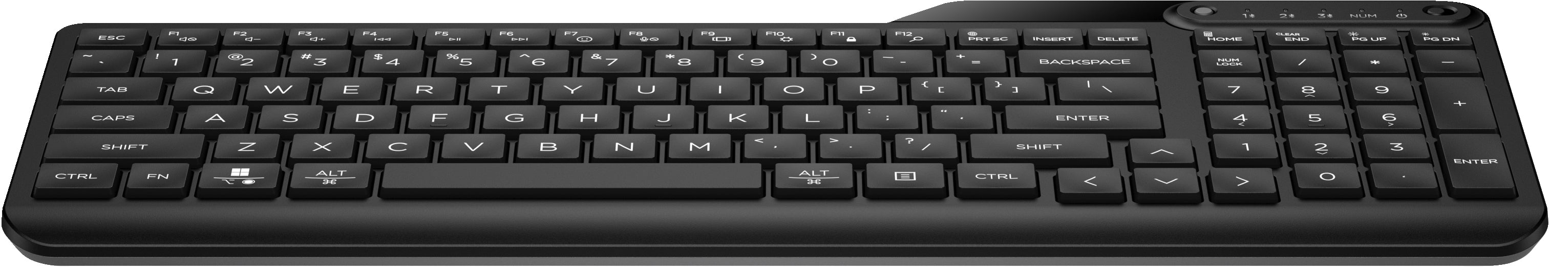 HP 460 Multi-Device Bluetooth Keyboard, Full-size (100%), Wireless, Bluetooth, Plunger key switch, Black
