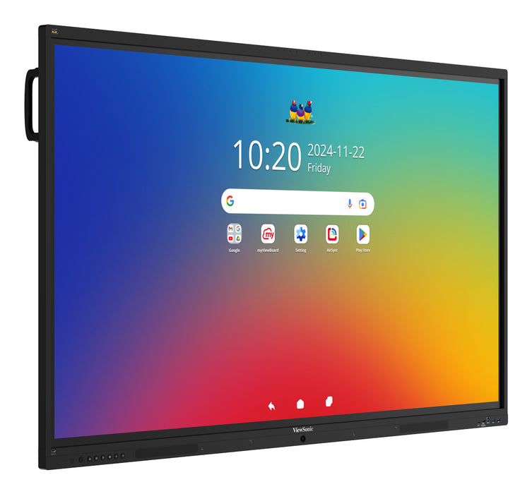Viewsonic IFP 75IN 4K ANDROID 16 EDLA 64, 190.5 cm (75"), 1650.24 x 928.26 mm, 450 cd/m², 1.07 billion colours, 3840 x 2160 pixels, TFT-LCD