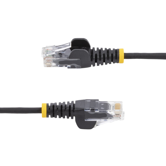StarTech.com 5m Black Slim CAT6 Ethernet Cable, Snagless, 100W PoE, UTP, LSZH, 28AWG Pure Bare Copper Wire, Slim RJ45 Network Patch Cord w/Strain Reliefs, Individually Tested, 5 m, Cat6, U/UTP (UTP), RJ-45, RJ-45, Black