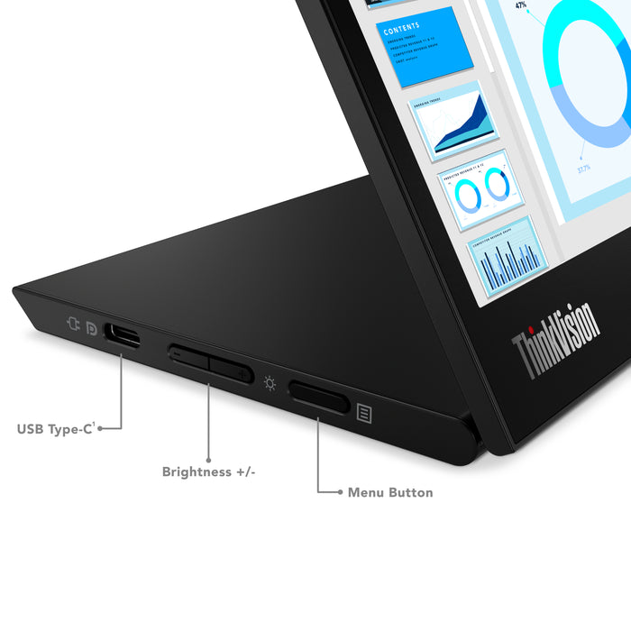 Lenovo ThinkVision M14d, 35.6 cm (14"), 2240 x 1400 pixels, 2.2K, LED, 8 ms, Black