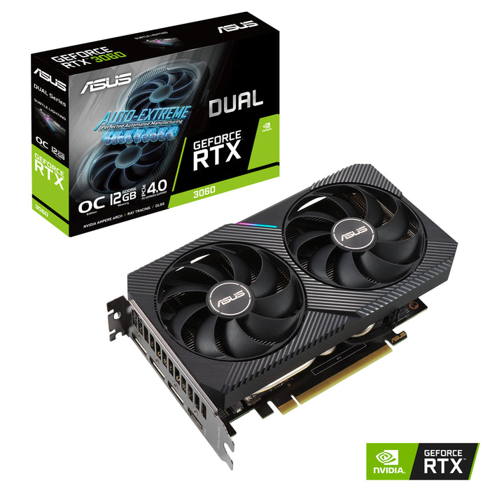 ASUS Dual -RTX3060-O12G-V2, GeForce RTX 3060, 12 GB, GDDR6, 192 bit, 7680 x 4320 pixels, PCI Express 4.0