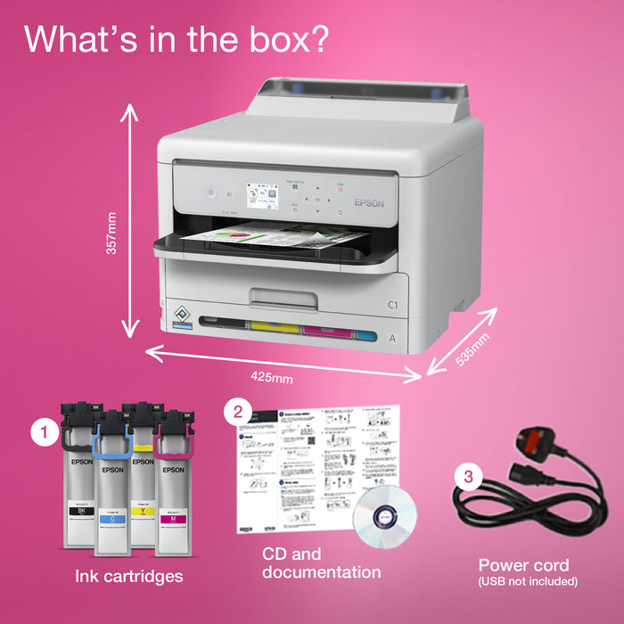 Epson WF-C5390DW, Colour, 4800 x 1200 DPI, 4, A4, 75000 pages per month, 34 ppm