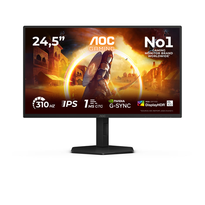 AOC G4 25G4SXU, 62.2 cm (24.5"), 1920 x 1080 pixels, Full HD, LED, 1 ms, Black, Grey