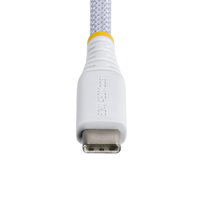 StarTech.com 3m (10ft) White USB-C Charging Cable, 60W (3A) PD, Dual-Layer Braided Nylon/TPE Jacket, Rugged USB C Charging Cord, USB 2.0 Laptop Charger Cable, 3 m, USB C, USB C, USB 2.0, 0.48 Gbit/s, White